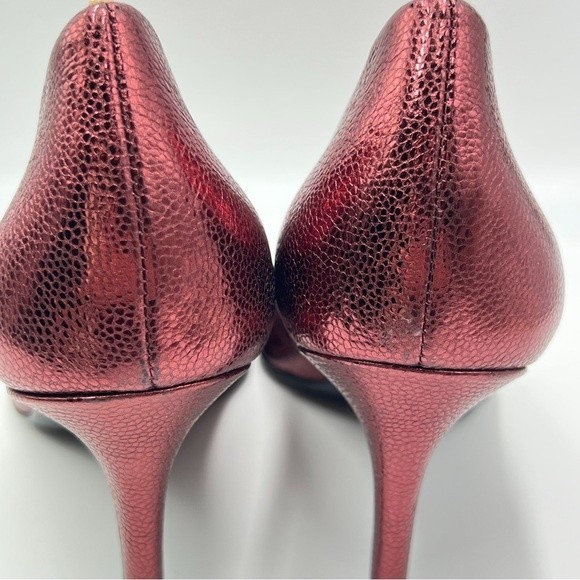 11N 11 NARROW WIDTH Naturalizer Womens Anna Metallic Cranberry Red Leather Heels - Picture 8 of 16